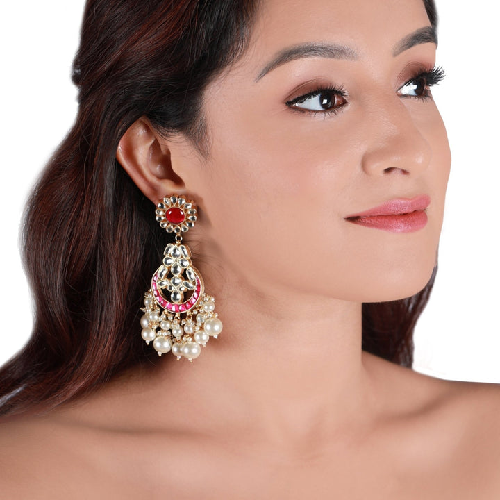 Rani Pink And White Pearl Choker Necklace Set Riana by Shikha Jindal - Fabilicious Fashion