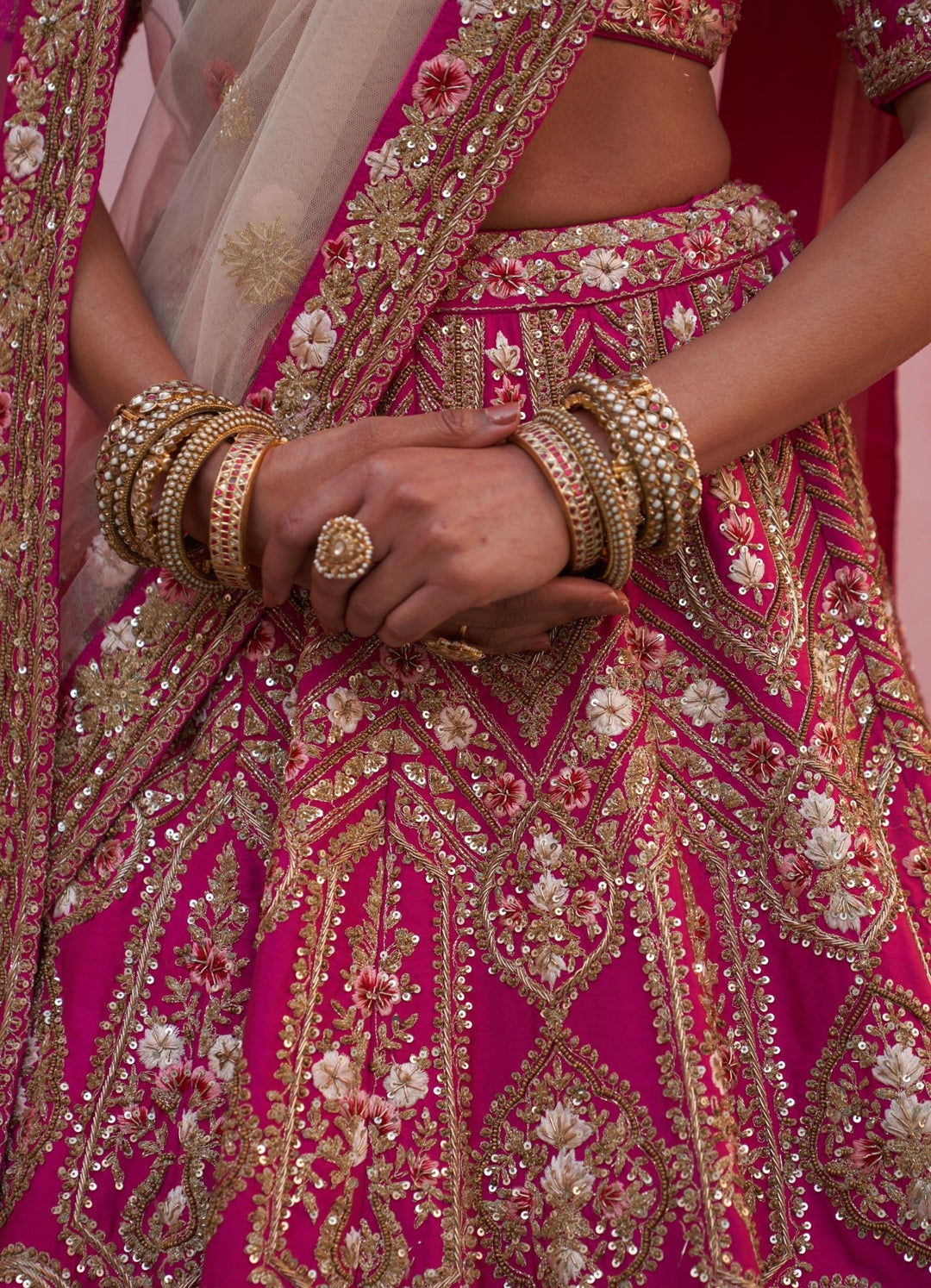 Rani Pink Double Dupatta Lehenga Set Angad Singh - Fabilicious Fashion