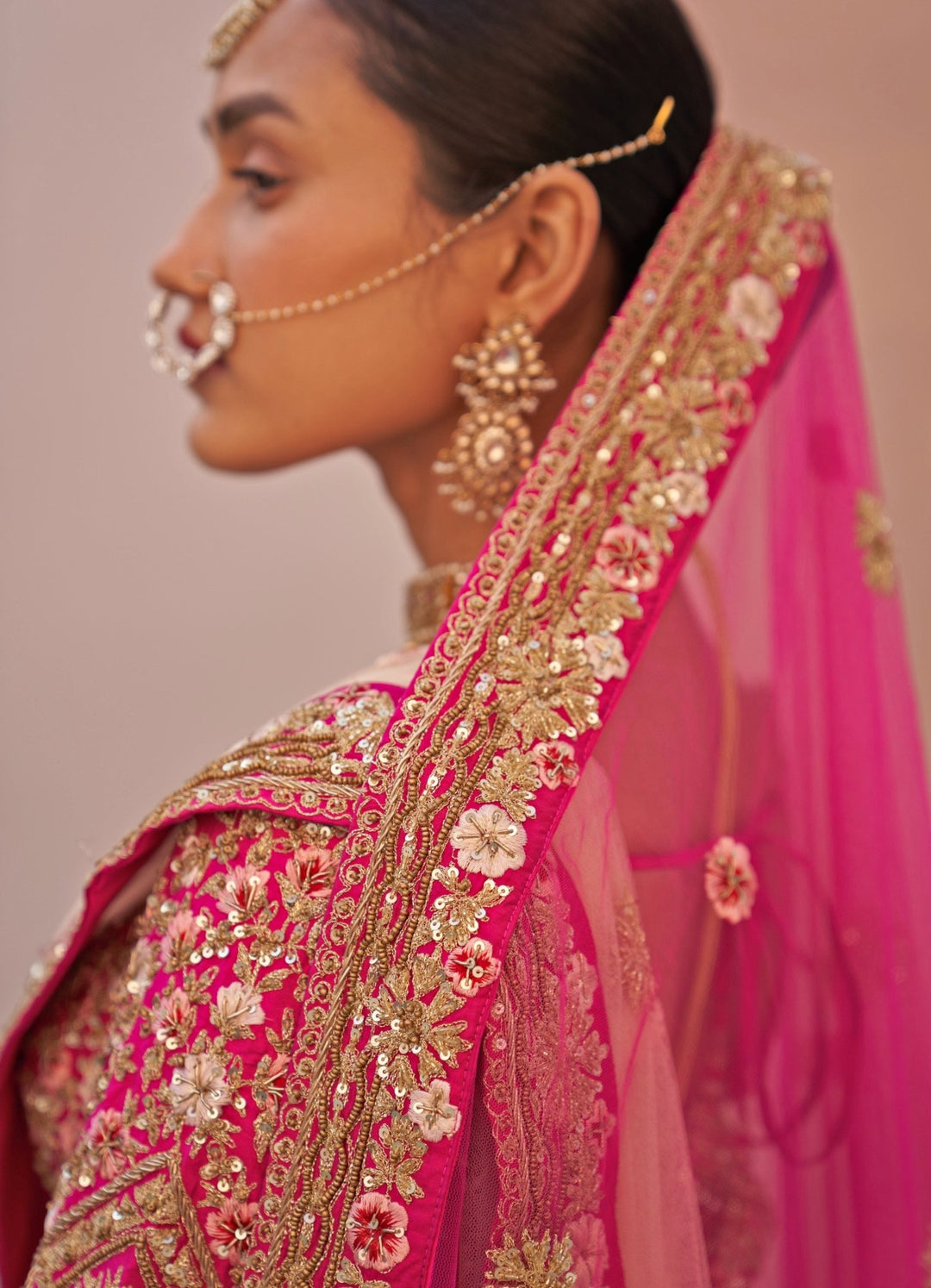 Rani Pink Double Dupatta Lehenga Set Angad Singh - Fabilicious Fashion