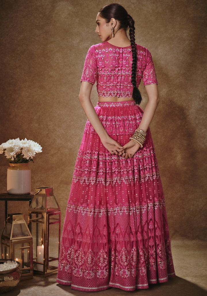 Rani Pink Embroidered Lehenga Set Renee Label - Fabilicious Fashion