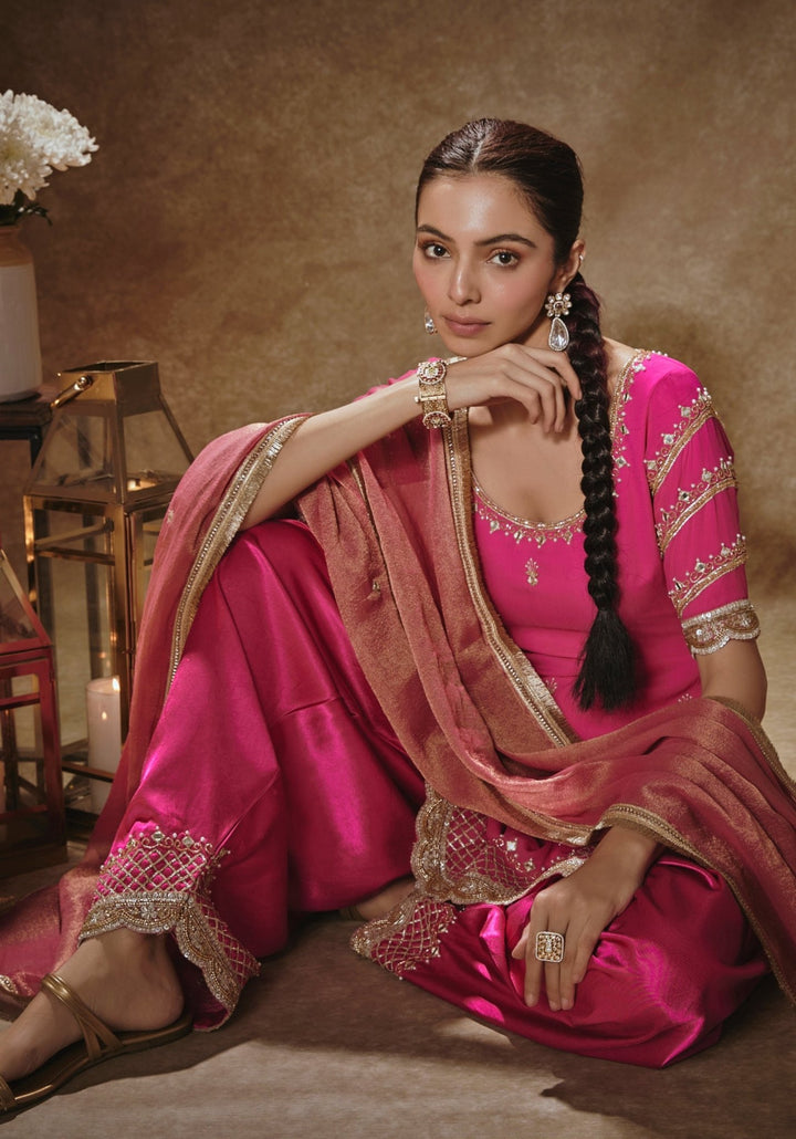 Rani Pink Embroidered Salwar Kurta Renee Label - Fabilicious Fashion