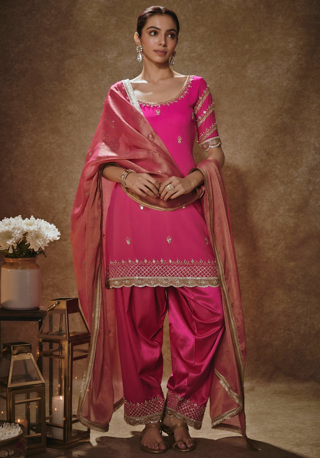 Rani Pink Embroidered Salwar Kurta Renee Label - Fabilicious Fashion