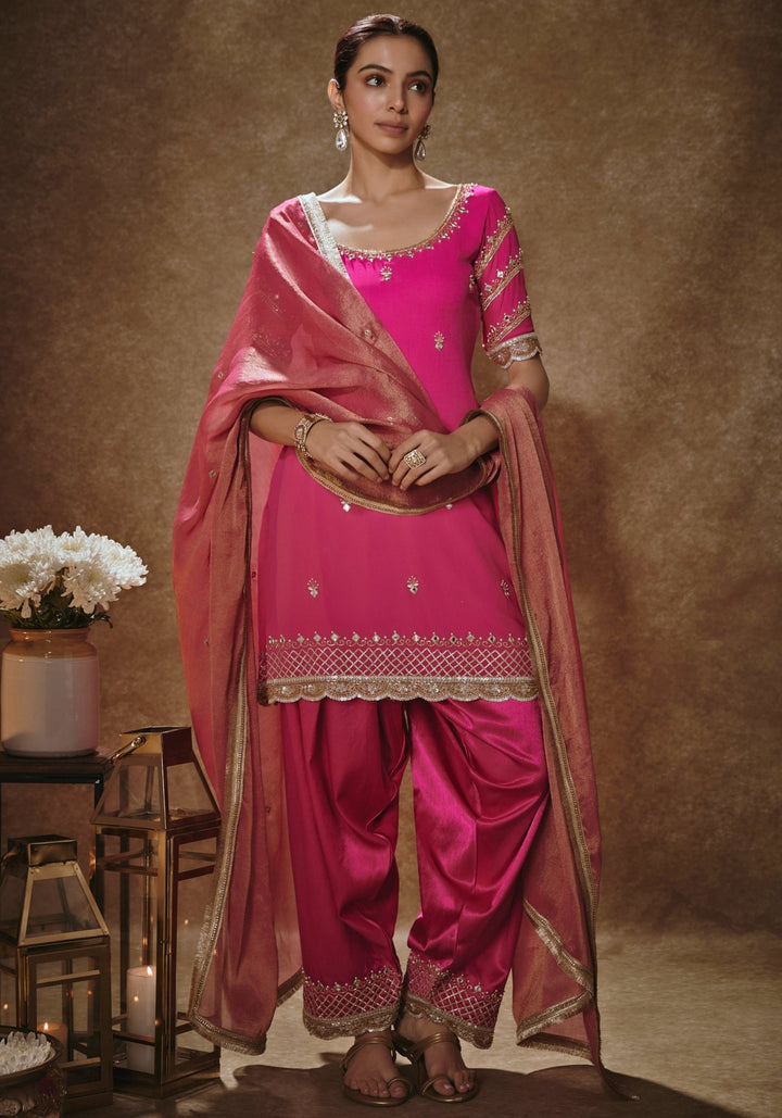 Rani Pink Embroidered Salwar Kurta Renee Label - Fabilicious Fashion