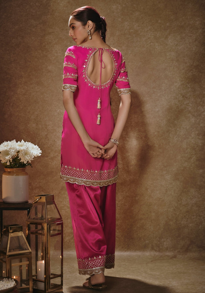 Rani Pink Embroidered Salwar Kurta Renee Label - Fabilicious Fashion