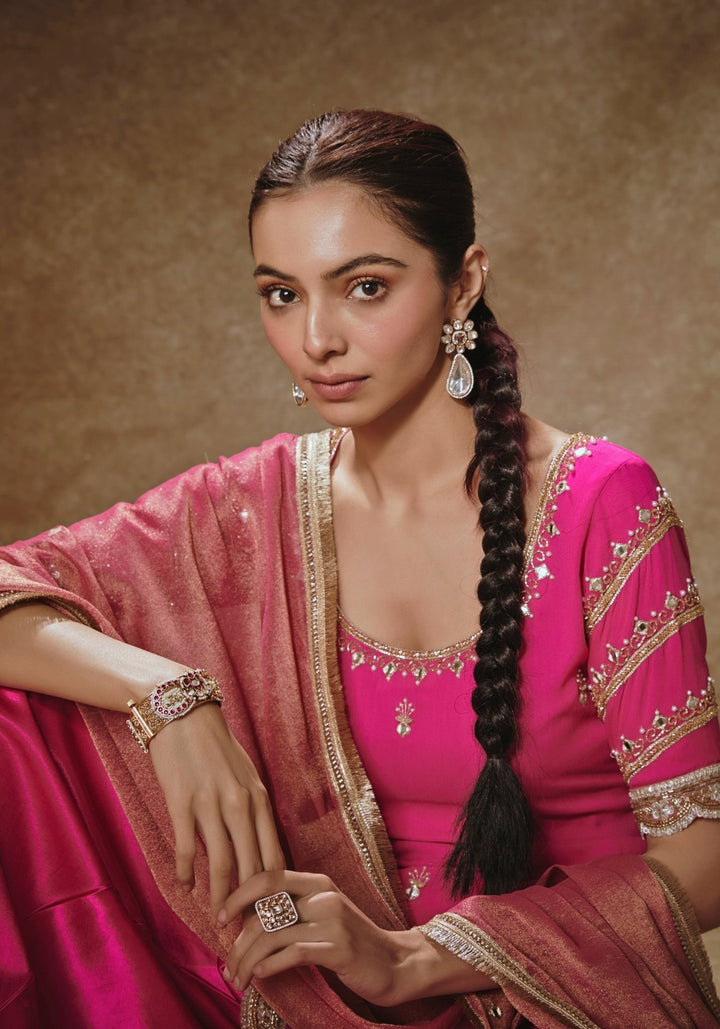 Rani Pink Embroidered Salwar Kurta Renee Label - Fabilicious Fashion