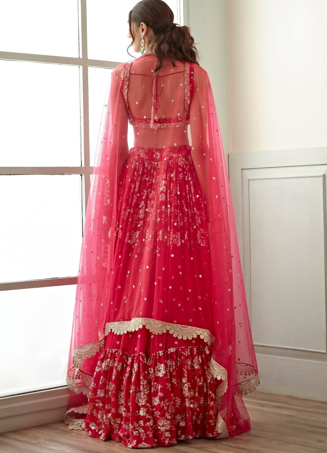 Rani Pink Georgette Lehenga Set Studio Iris - Fabilicious Fashion