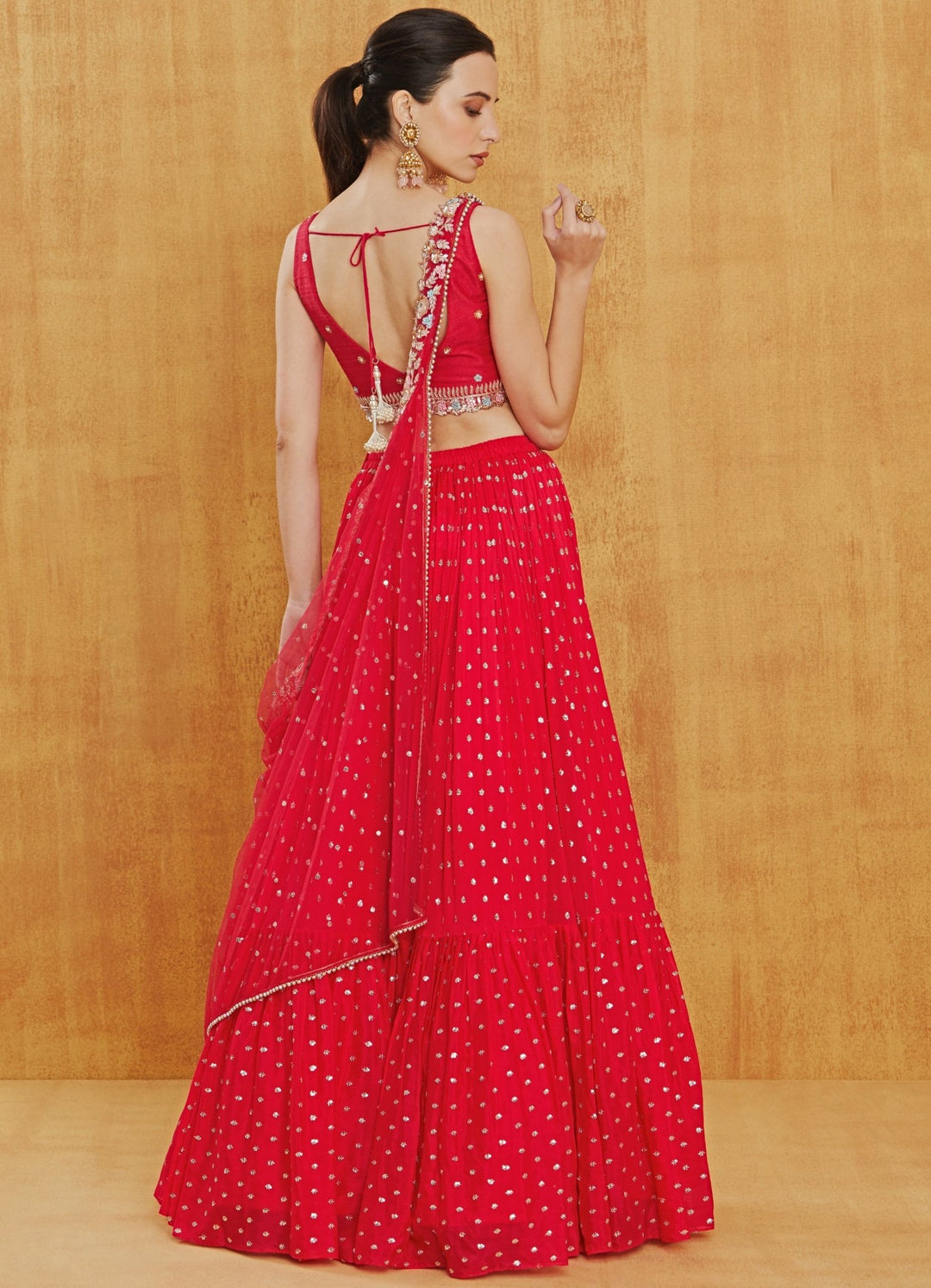 Rani Pink Meadow Embroidered Lehenga Set Chamee n Palak - Fabilicious Fashion