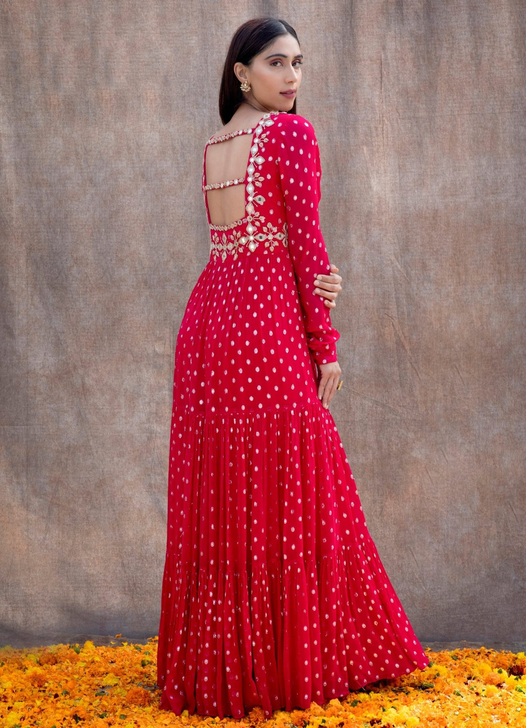 Rani Pink Mirror Anarkali Set Silky Bindra - Fabilicious Fashion