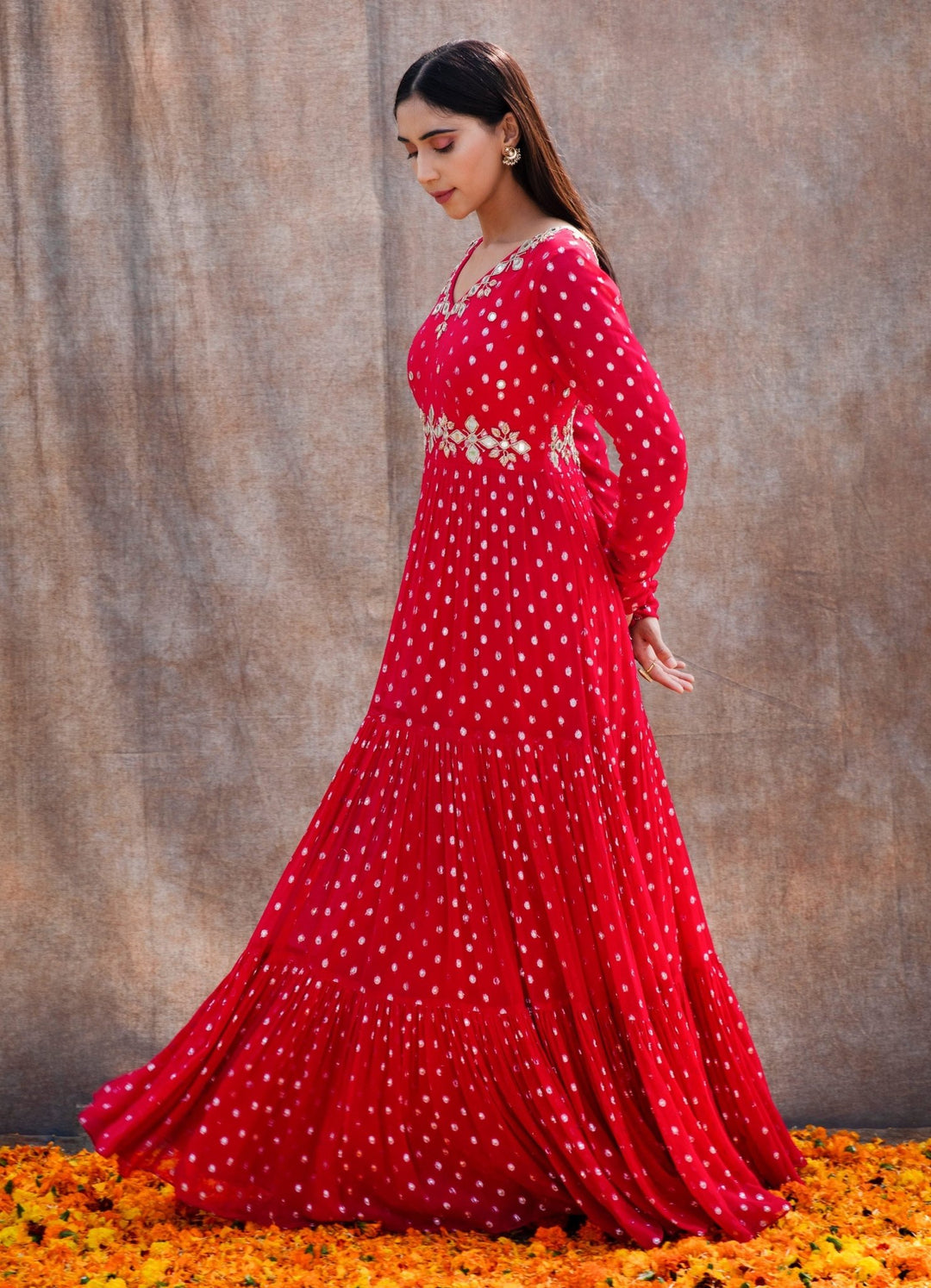 Rani Pink Mirror Anarkali Set Silky Bindra - Fabilicious Fashion