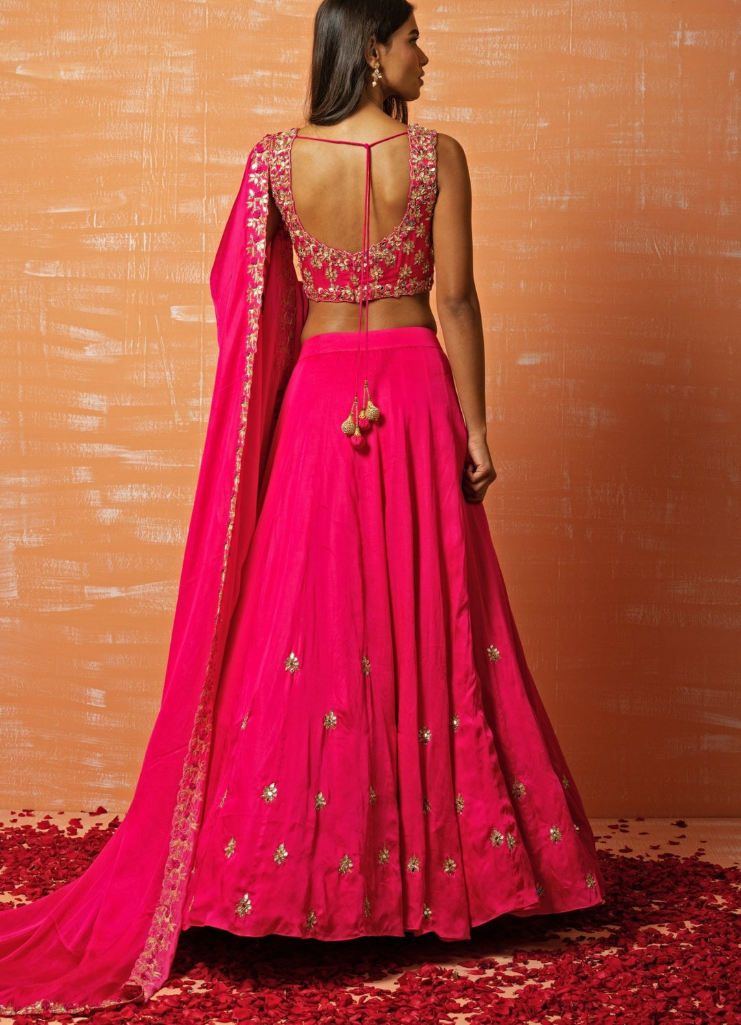 Rani Pink Mirror and Gota Lehenga Set QAT By Agni - Fabilicious Fashion