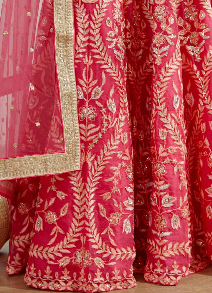 Rani Pink Organza Lehenga Set Studio Iris - Fabilicious Fashion