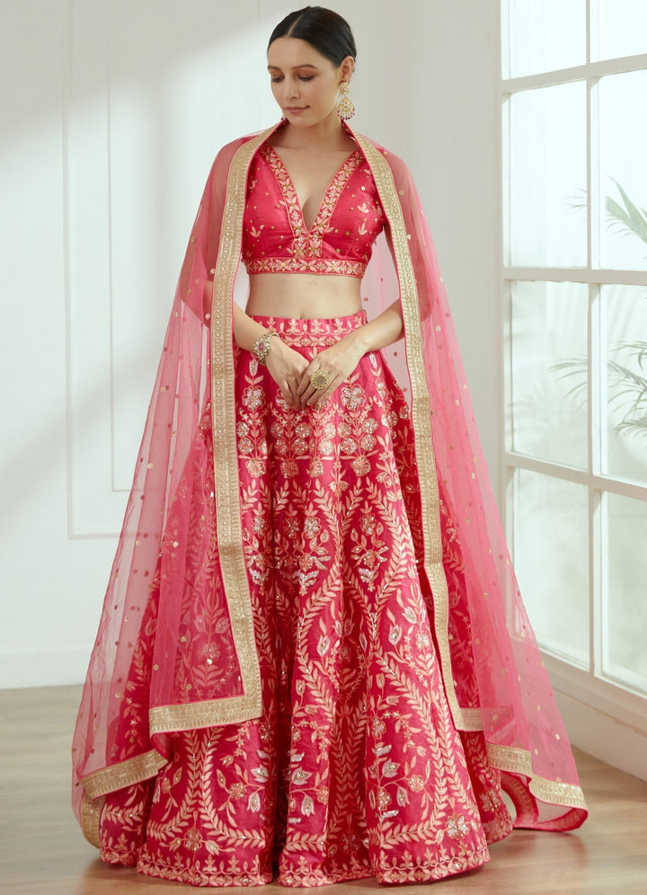 Rani Pink Organza Lehenga Set Studio Iris - Fabilicious Fashion