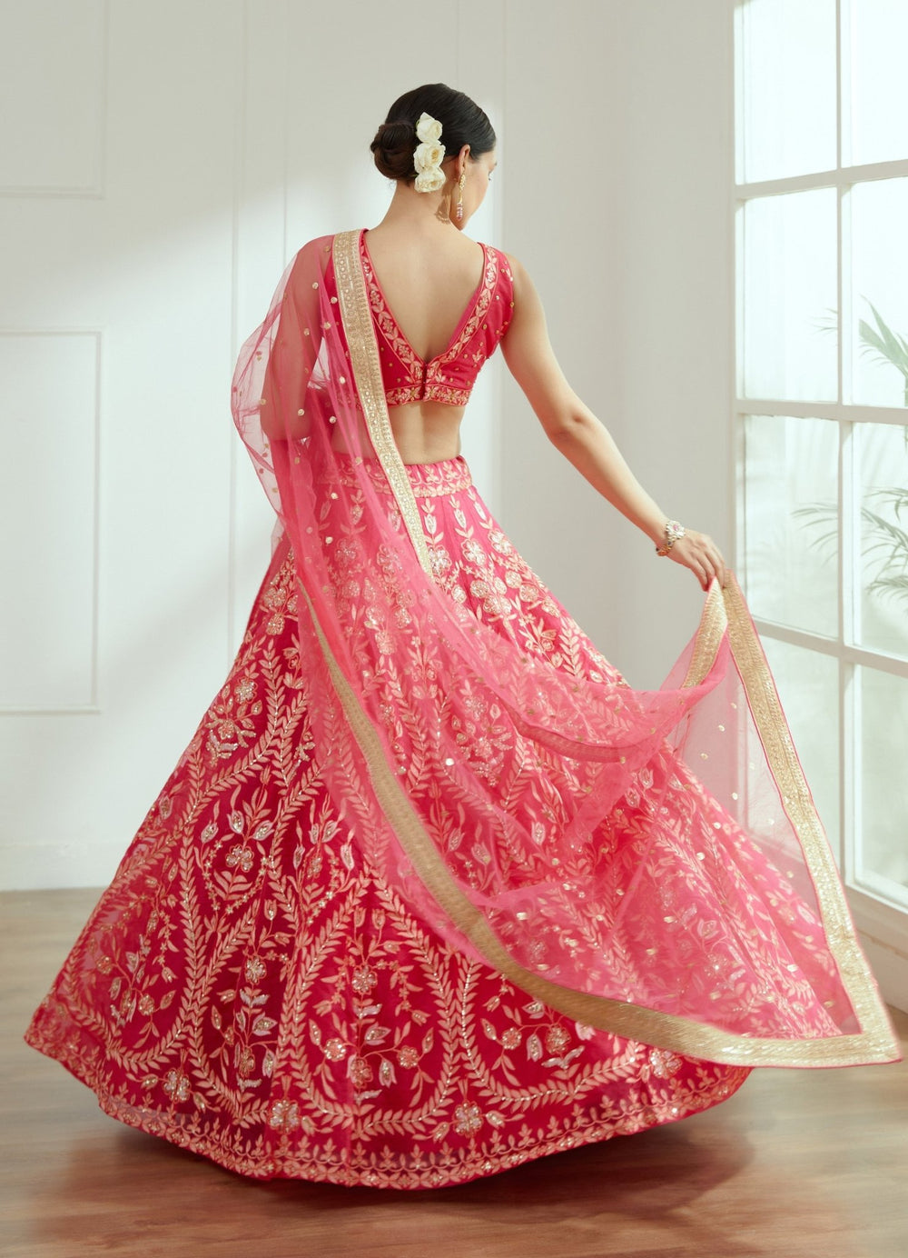 Rani Pink Organza Lehenga Set Studio Iris - Fabilicious Fashion