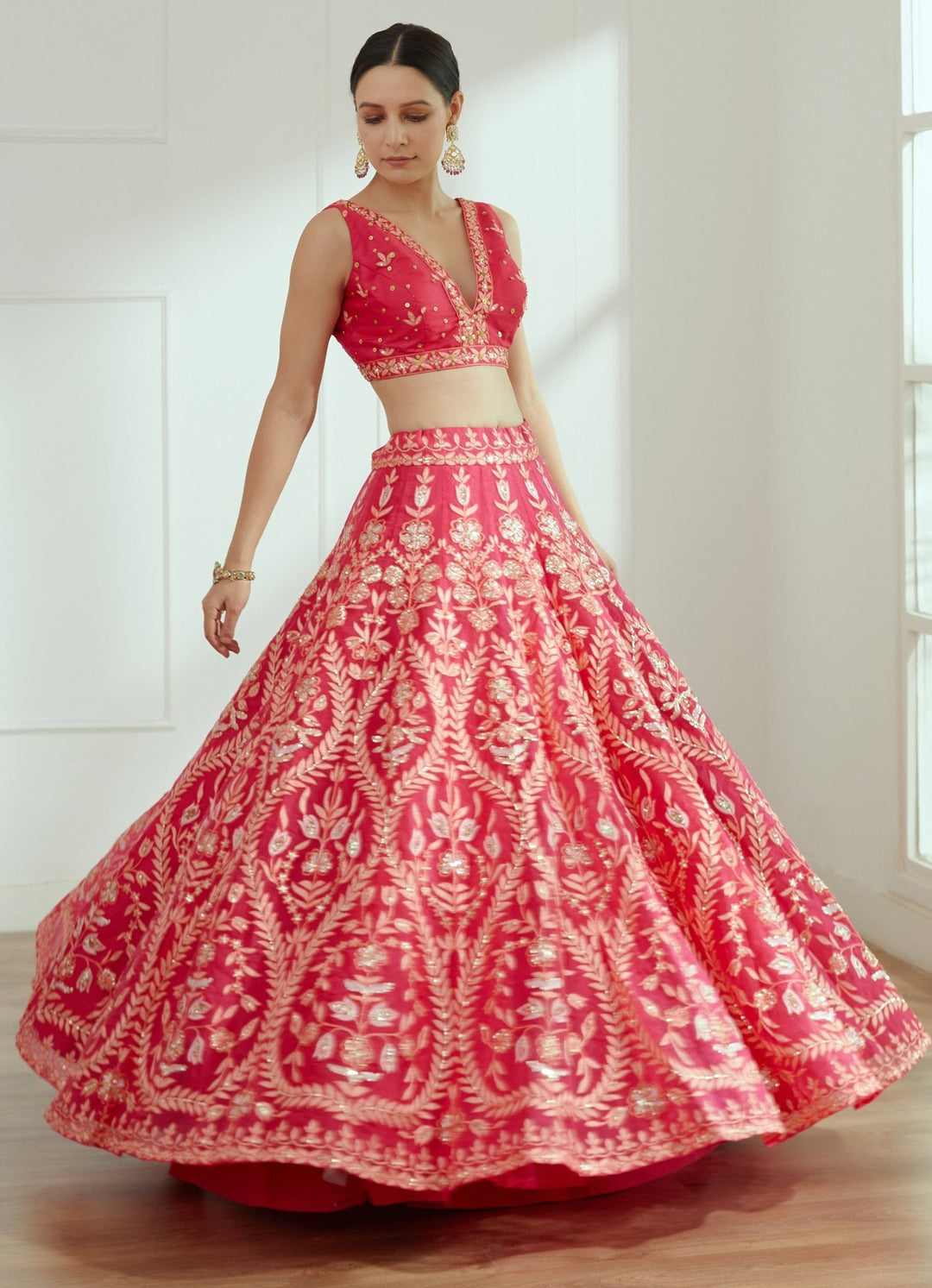 Rani Pink Organza Lehenga Set Studio Iris - Fabilicious Fashion