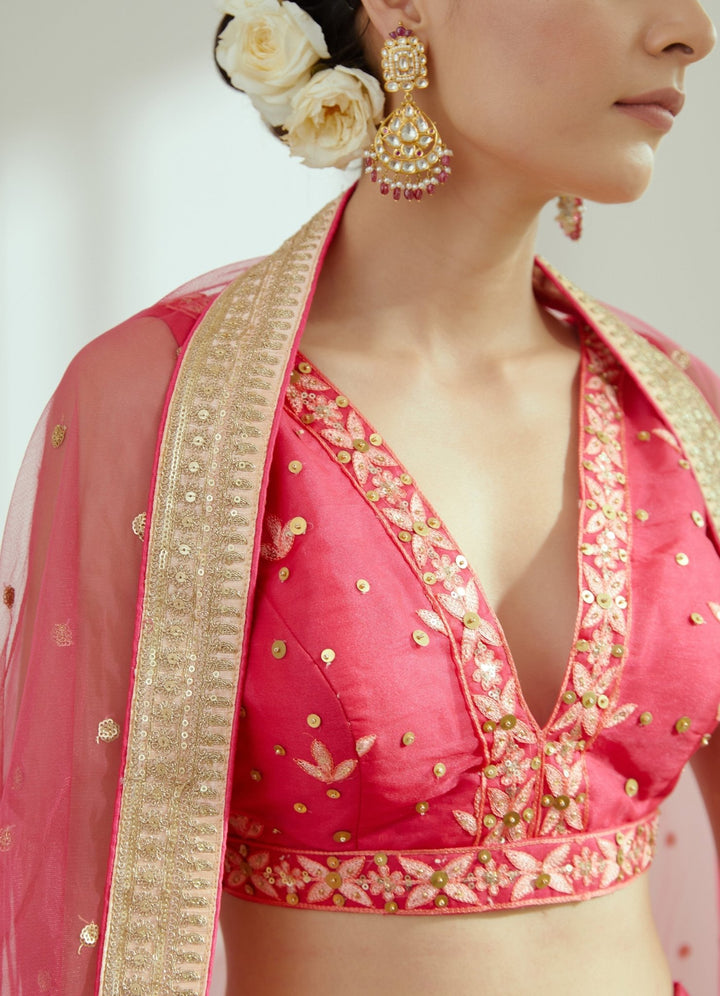 Rani Pink Organza Lehenga Set Studio Iris - Fabilicious Fashion