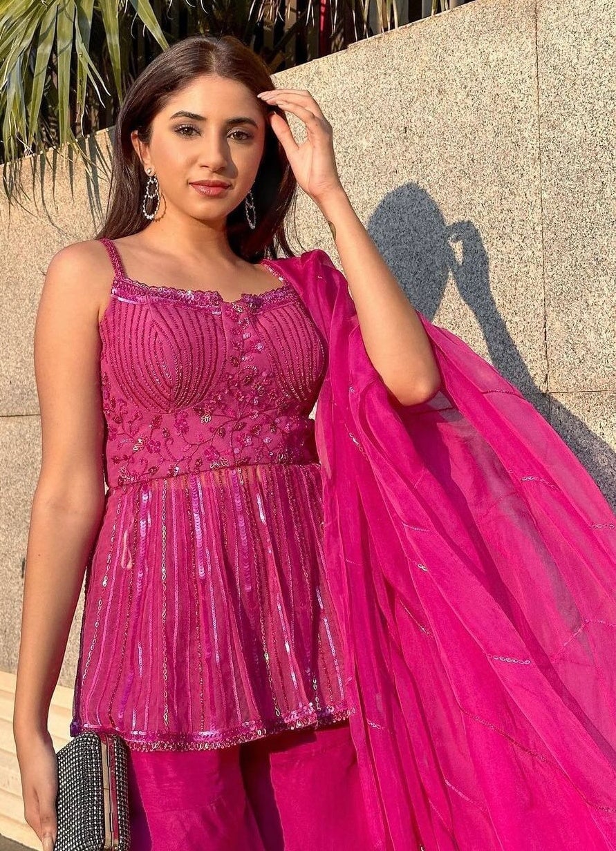 Rani Pink Sharara Set Parul Gandhi - Fabilicious Fashion
