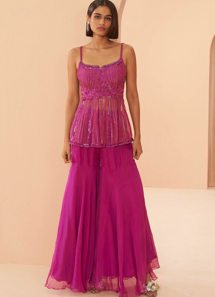 Rani Pink Sharara Set Parul Gandhi - Fabilicious Fashion