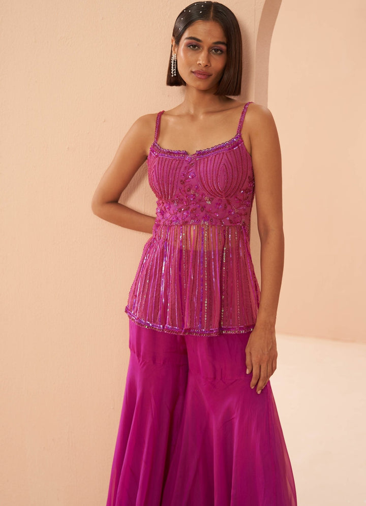 Rani Pink Sharara Set Parul Gandhi - Fabilicious Fashion