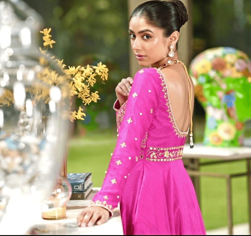 Rani Pink Silk Anarkali Set Rashika Sharma - Fabilicious Fashion