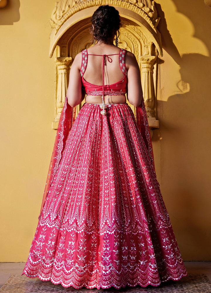 Rani Pink Silk Lehenga Set Chamee and Palak - Fabilicious Fashion