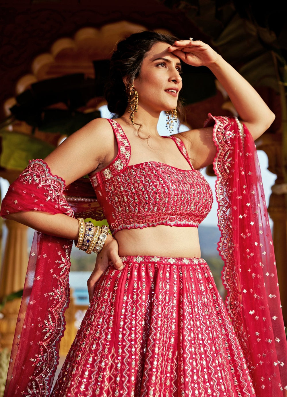 Rani Pink Silk Lehenga Set Chamee and Palak - Fabilicious Fashion