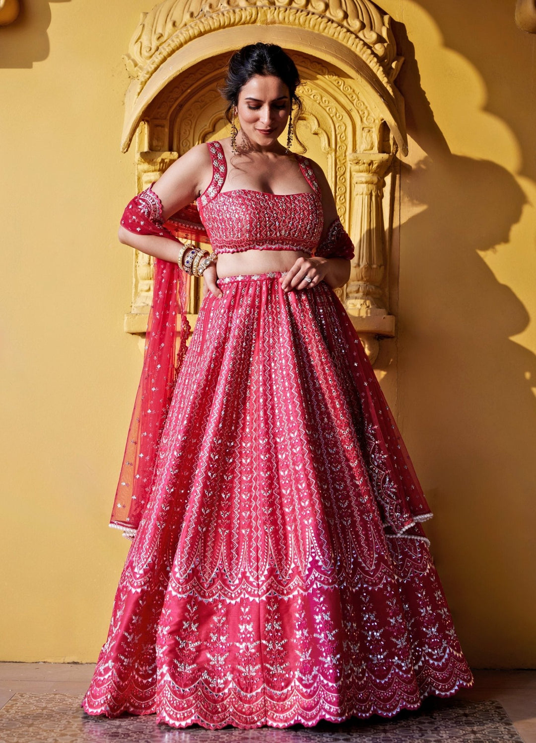 Rani Pink Silk Lehenga Set Chamee and Palak - Fabilicious Fashion