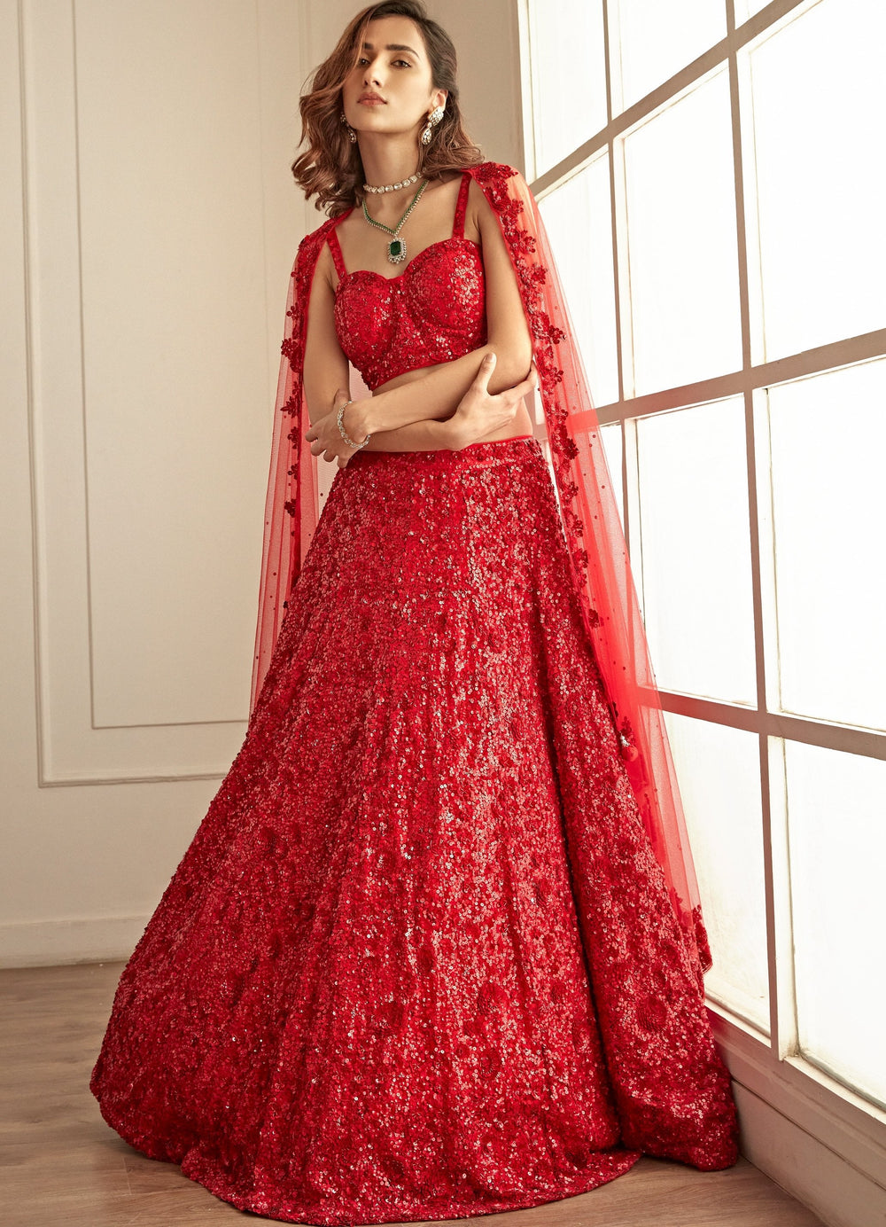 Ravishing Red Bridal Lehenga Set Studio Iris - Fabilicious Fashion