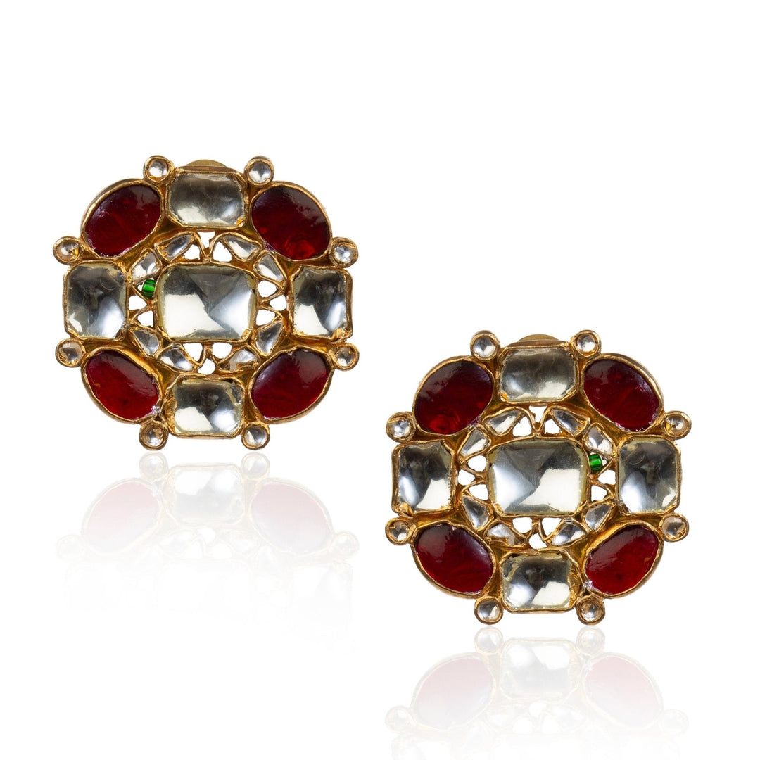 Red And White Floral Choker Set Riana by Shikha Jindal - Fabilicious Fashion