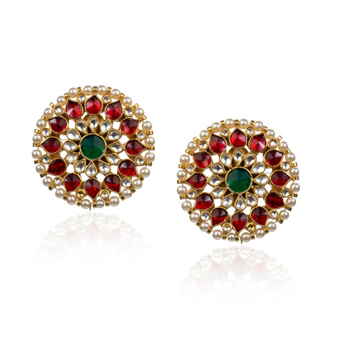 Red And White Stud Earrings Riana by Shikha Jindal - Fabilicious Fashion