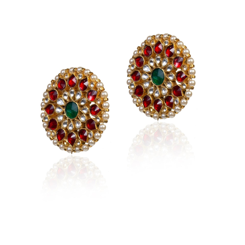 Red And White Stud Earrings Riana by Shikha Jindal - Fabilicious Fashion