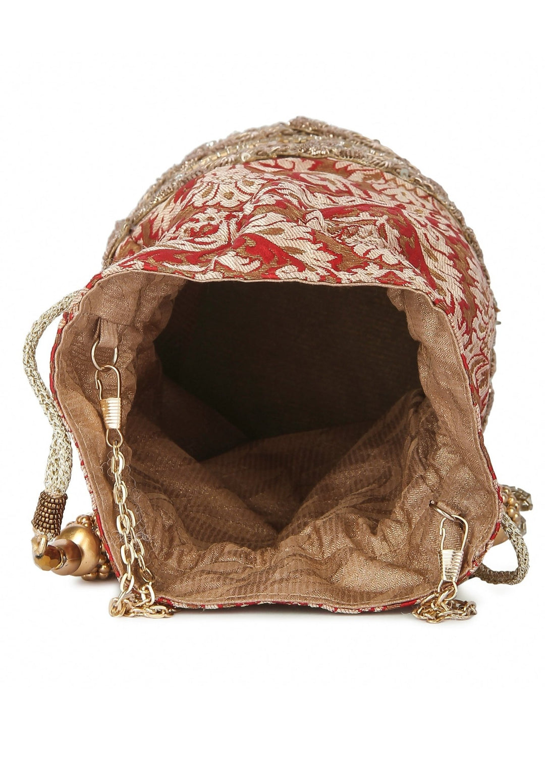 Red Brocade Potli The Purple Sack - Fabilicious Fashion