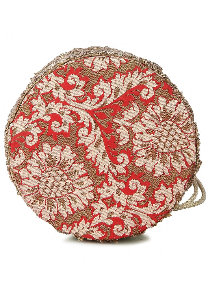 Red Brocade Potli The Purple Sack - Fabilicious Fashion