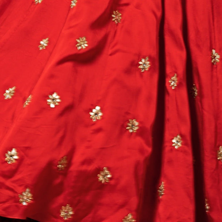 Red Chilli Mirror and Gota Lehenga Set QAT By Agni - Fabilicious Fashion