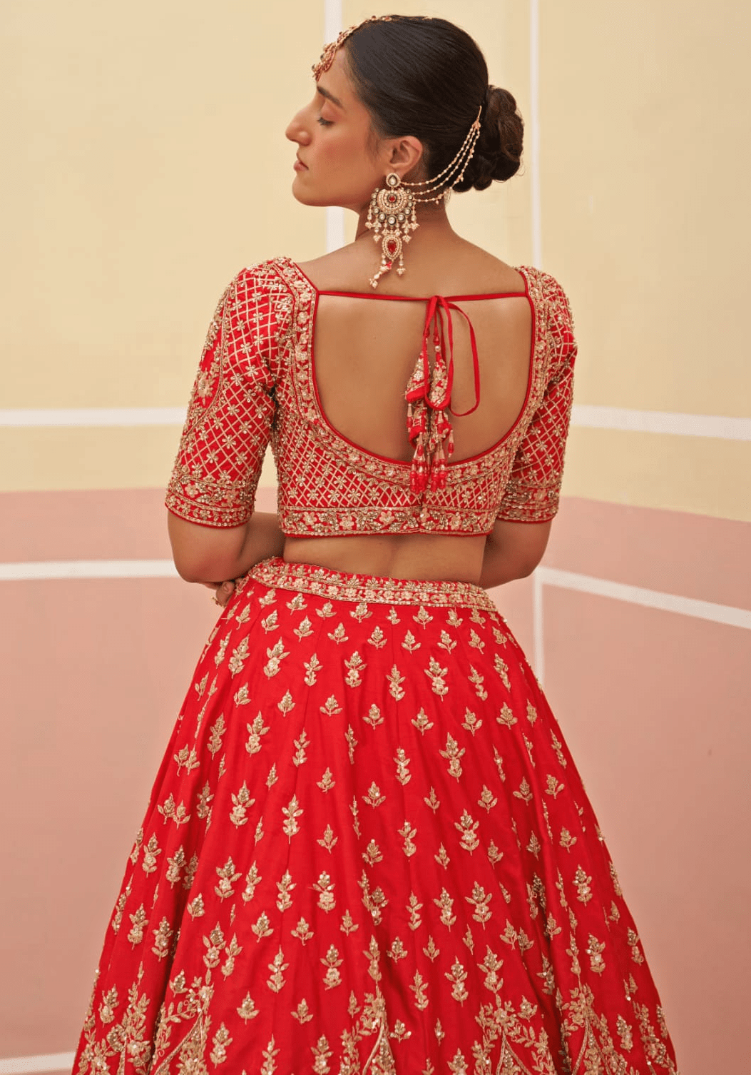 Red Silk Embroidered Bridal Lehenga Angad Singh - Fabilicious Fashion