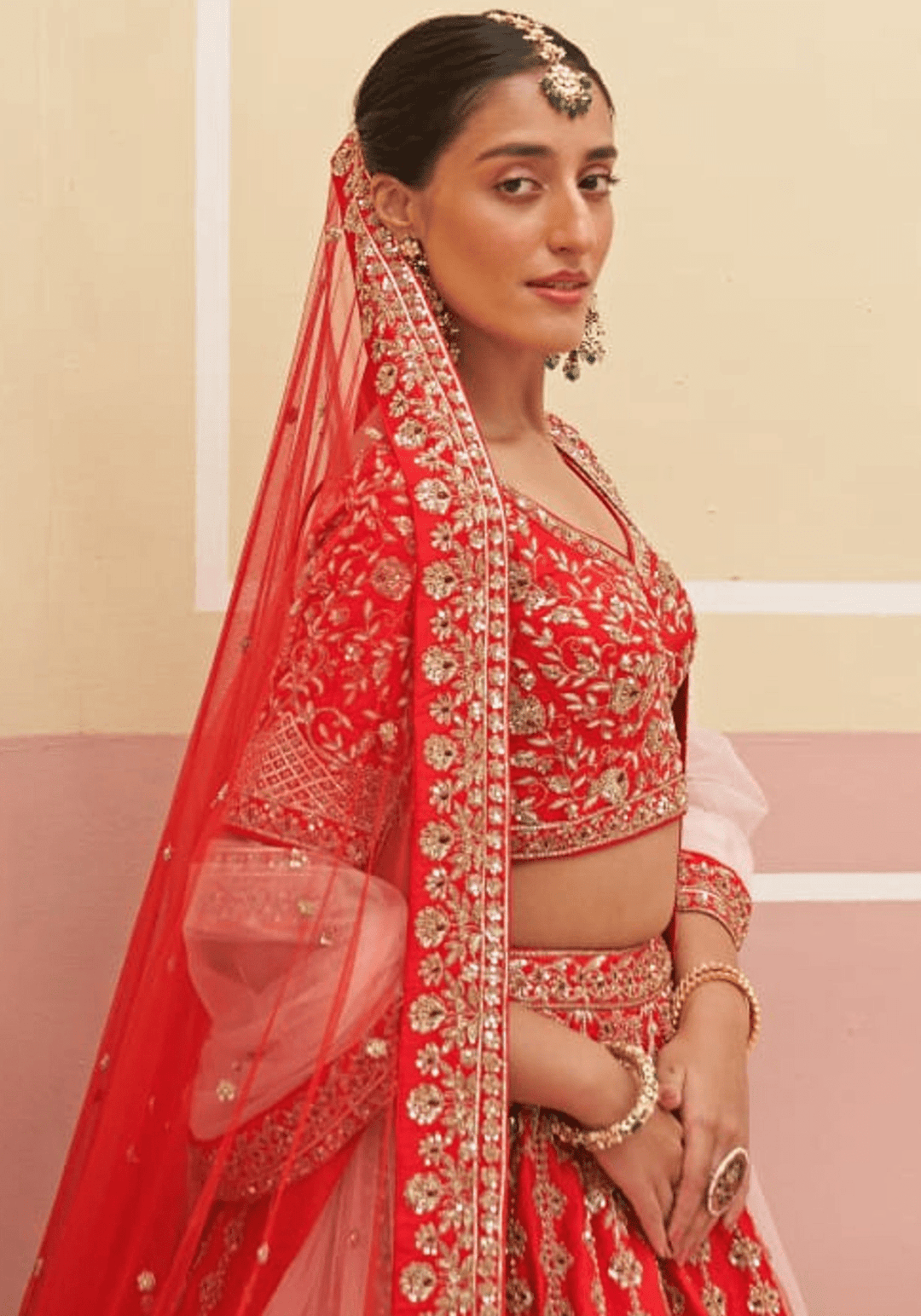 Red Silk Embroidered Bridal Lehenga Angad Singh - Fabilicious Fashion