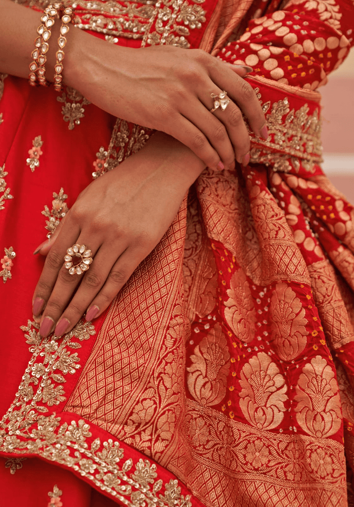 Red Silk Embroidered Bridal Lehenga Angad Singh - Fabilicious Fashion