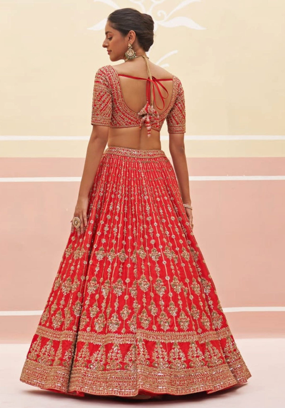 Red Silk Embroidered Bridal Lehenga Angad Singh - Fabilicious Fashion