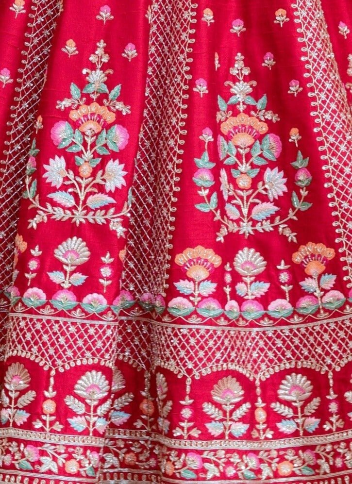 Chamee and Palak Regal Red And Green Zardosi Bridal Lehenga SetFabilicious Fashion