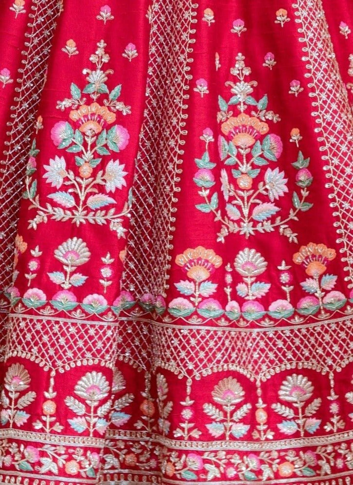 Chamee and Palak Regal Red And Green Zardosi Bridal Lehenga SetFabilicious Fashion