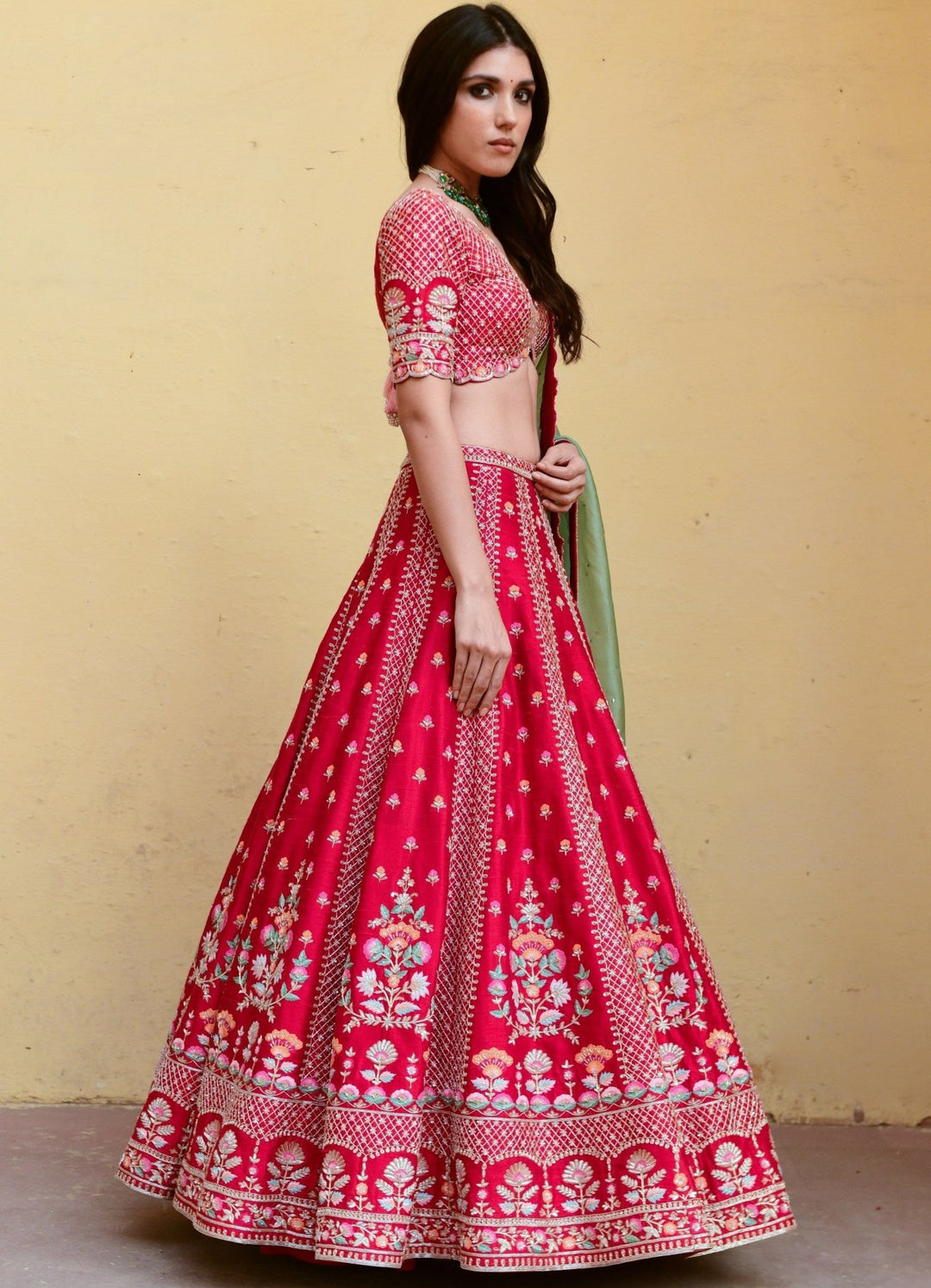 Chamee and Palak Regal Red And Green Zardosi Bridal Lehenga SetFabilicious Fashion