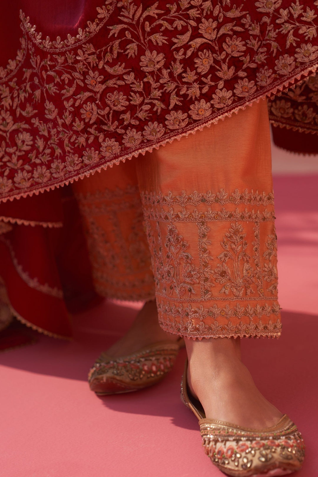 Regal Red And Mustard Yellow Velvet Kurta Set Angad Singh - Fabilicious Fashion