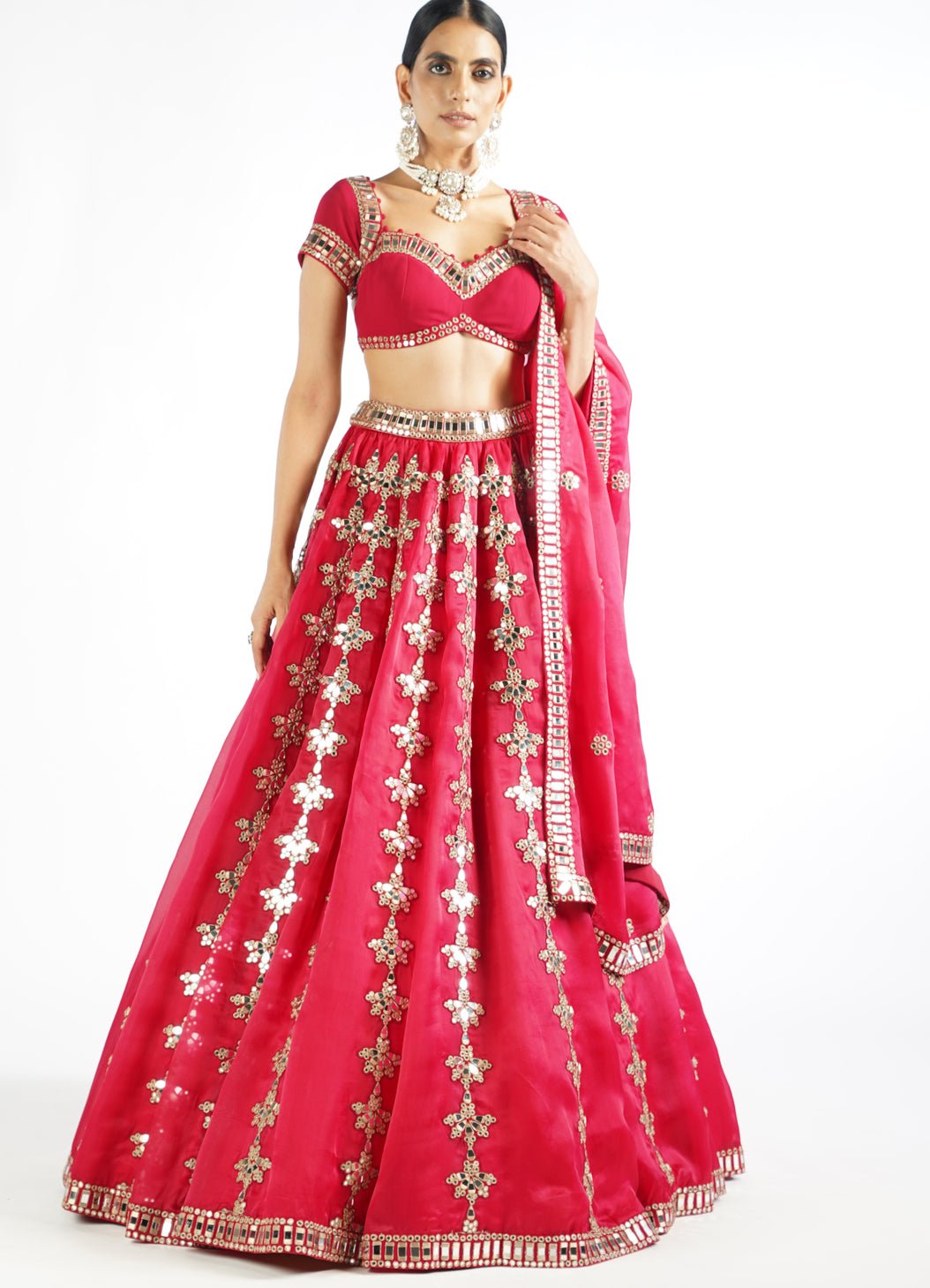 Regal Red Chandelier Drop Lehenga Set Vvani by Vani Vats - Fabilicious Fashion