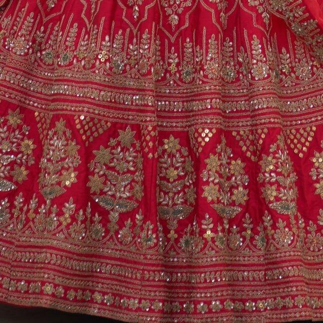 Regal Red Flower Bouquet Double Dupatta Lehenga Set Angad Singh - Fabilicious Fashion