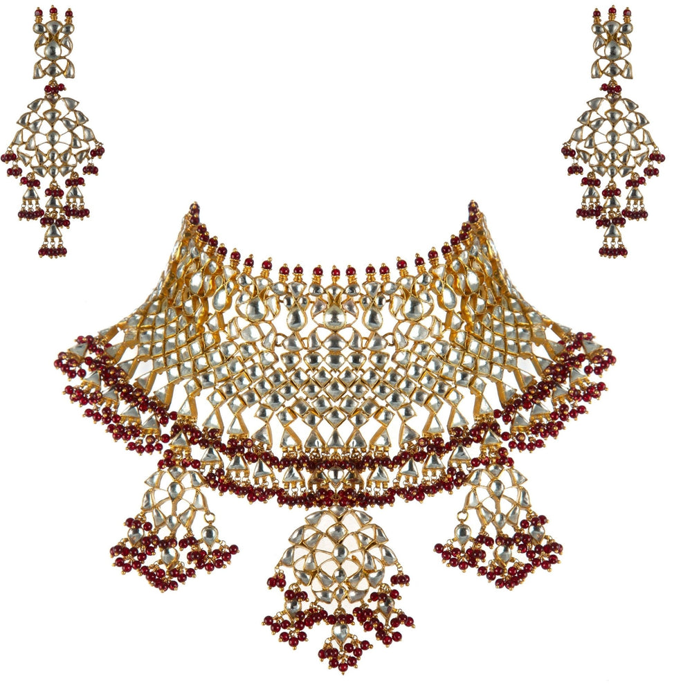Regal Red Jhaalar Bridal Set Riana by Shikha Jindal - Fabilicious Fashion
