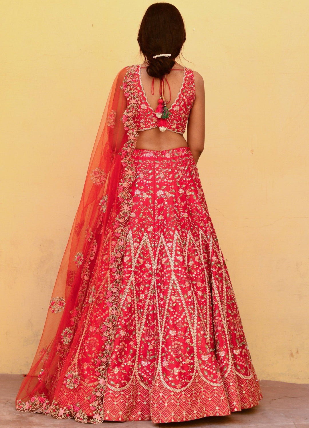 Regal Red Paan Motif Embroidered Lehenga Set Chamee n Palak - Fabilicious Fashion