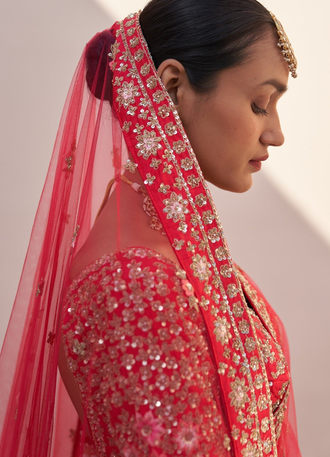 Regal Red Raw Silk Double Dupatta Lehenga Set Angad Singh - Fabilicious Fashion