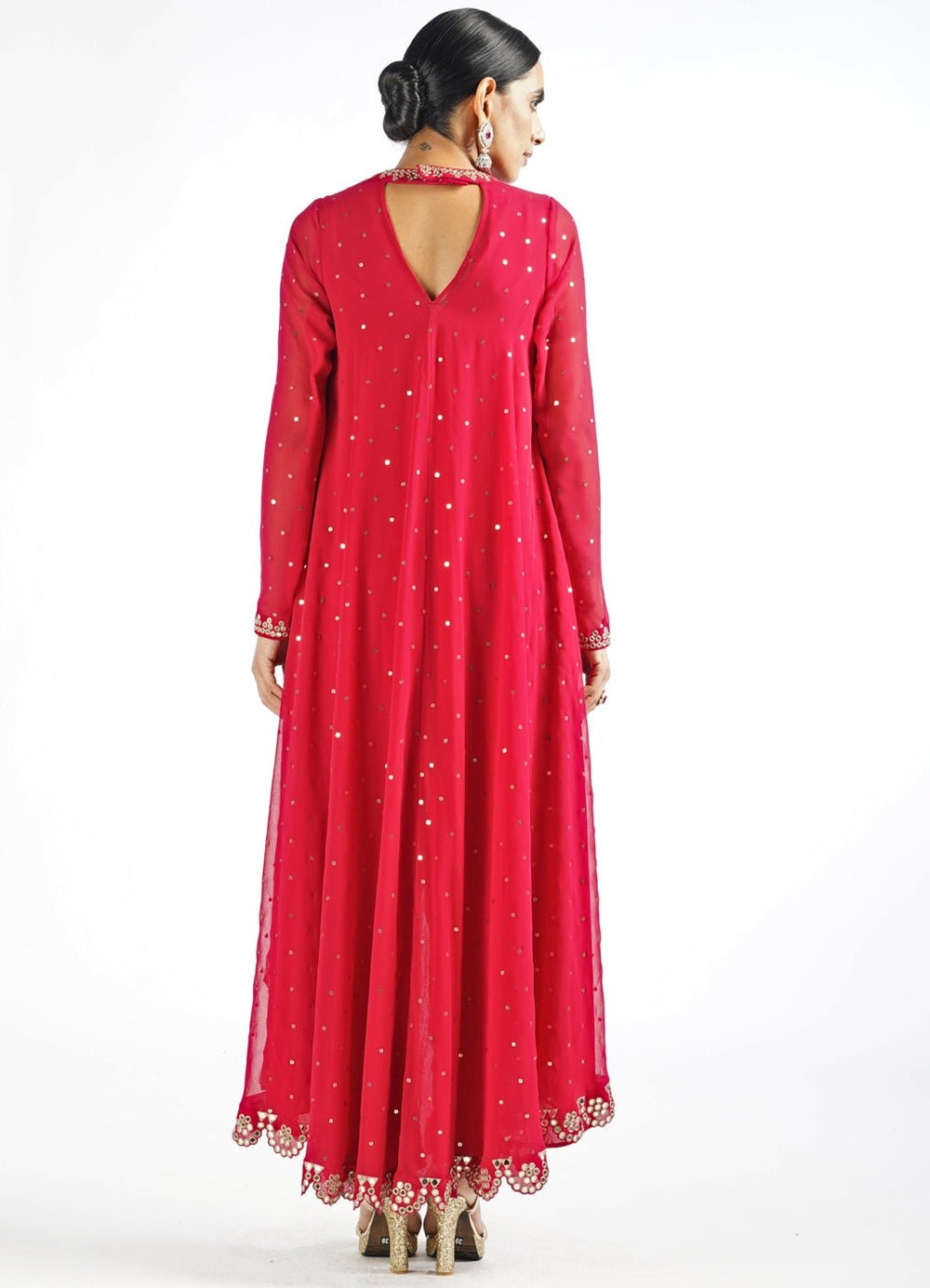 Regal Red Shimmer Pant Kurta Set Vvani by Vani Vats - Fabilicious Fashion