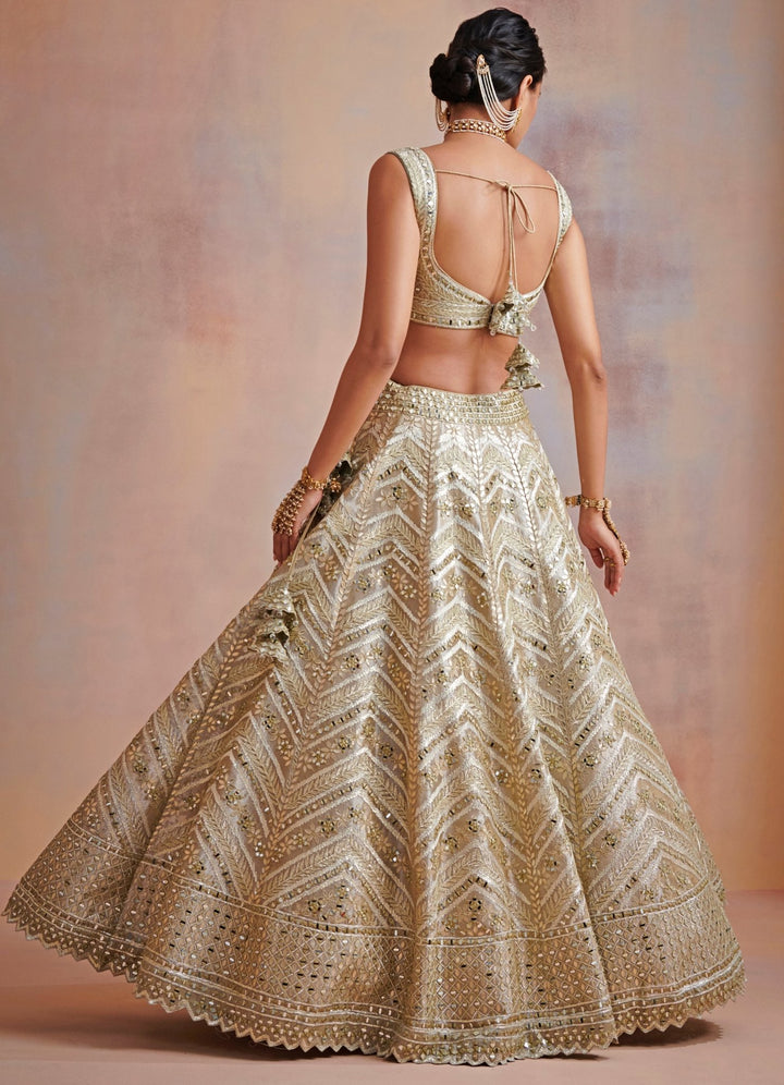 Roohani Ivory Vintage Gold Lehenga Set Suhino - Fabilicious Fashion