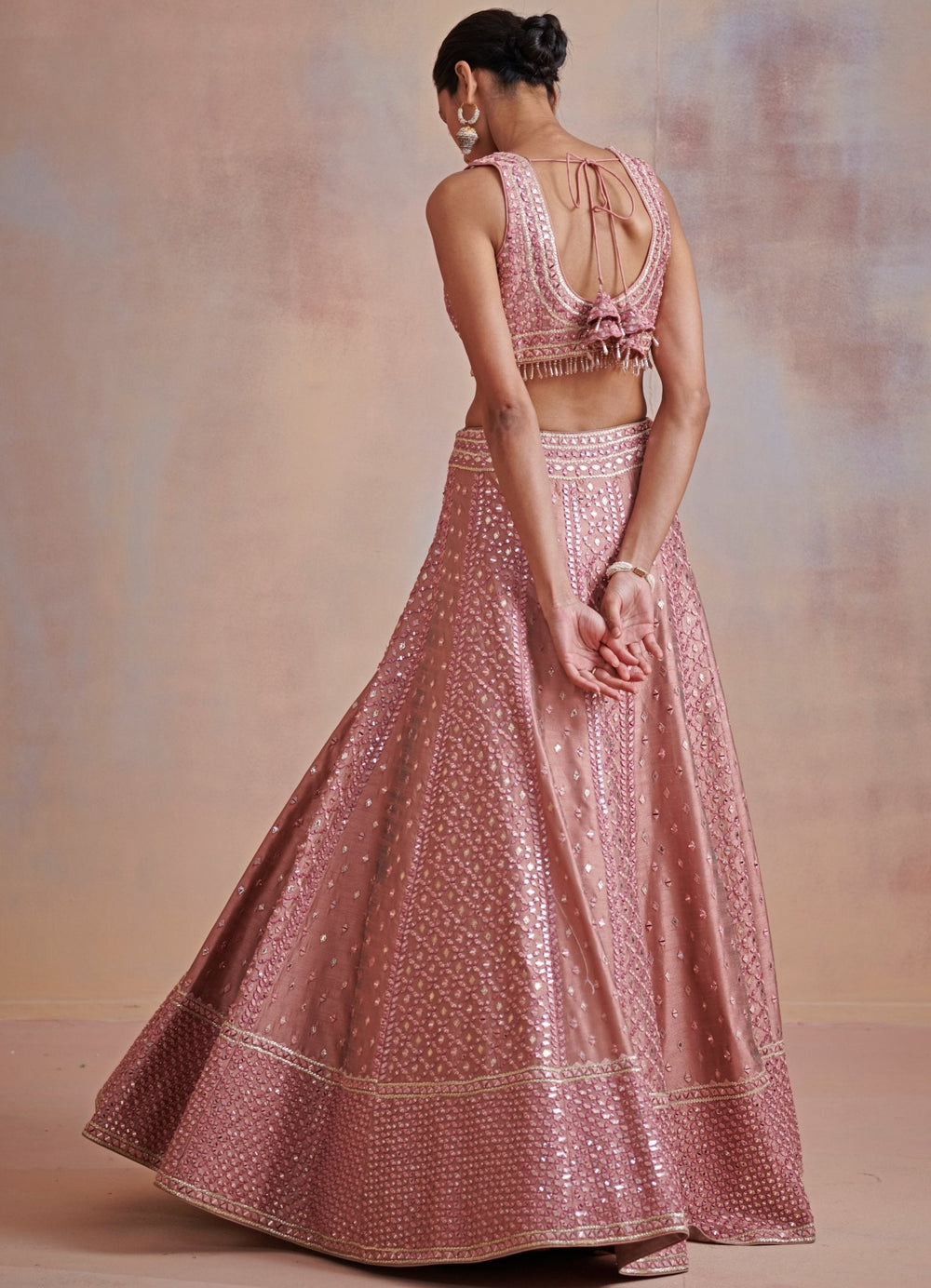 Roop Plum and Onion Pink Embroidered Lehenga Set Suhino - Fabilicious Fashion