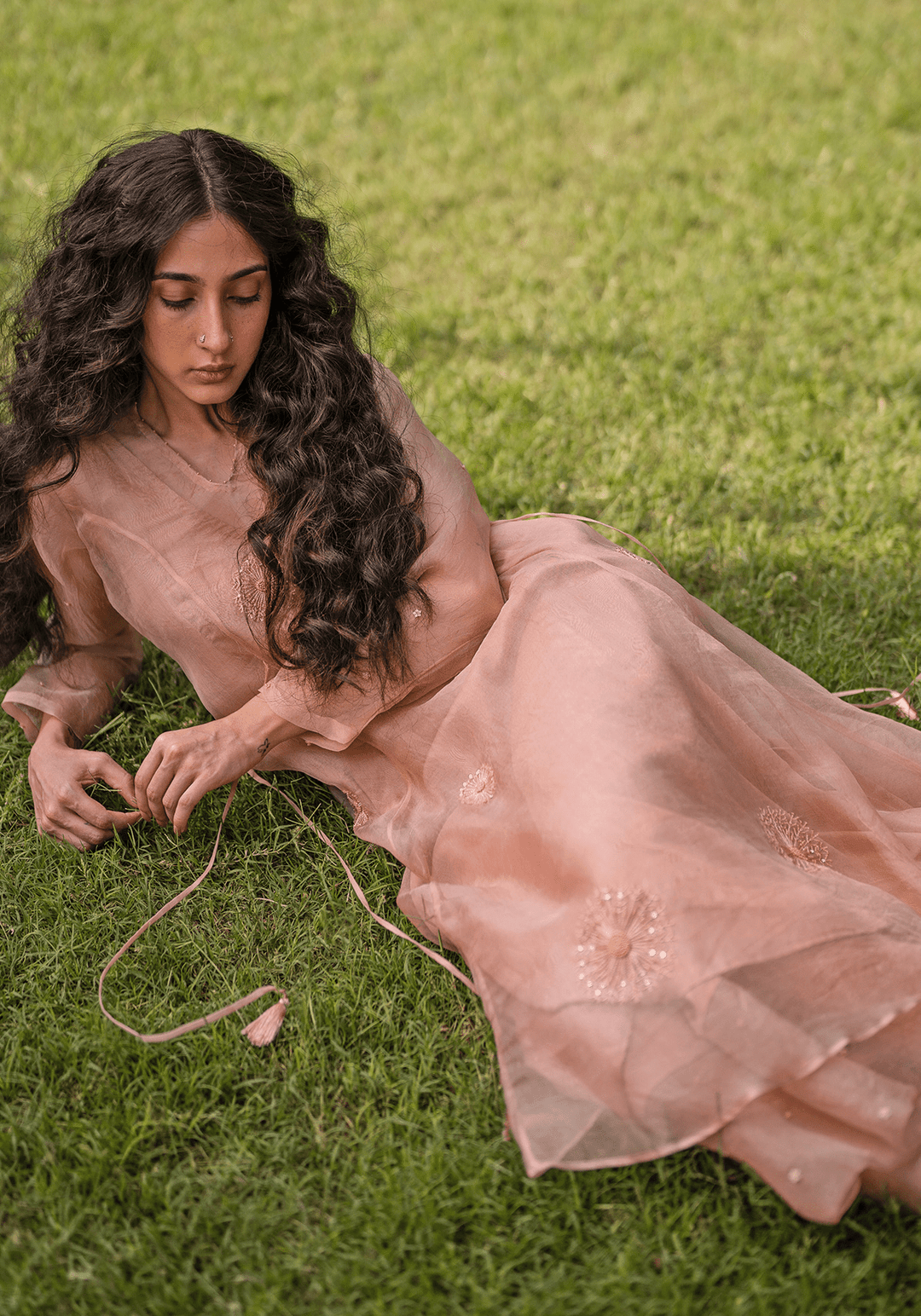 Rose Gold Embroidered Kurta Set Zoon Tribe - Fabilicious Fashion